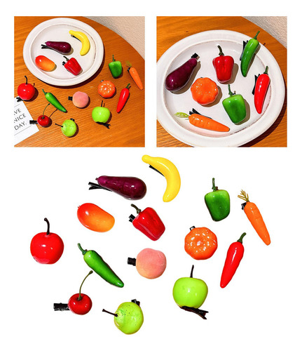 S. 14 Pinzas Para El Pelo Con Forma De Fruta, Bonitas Para