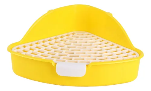 Caja De Arena Triangular Mediana Para Conejos Con Rejilla
