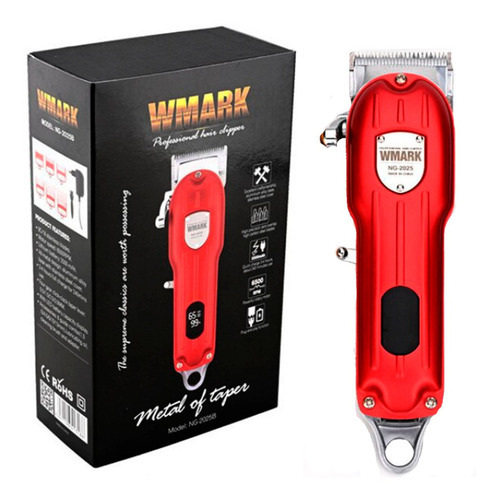 Maquina De Cortar Cabelo Display Lcd Vermelho Wmark Ng2025b