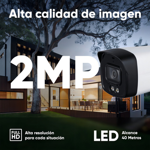 Dahua Cámara Bullet Hfw1239tlm-plus-atenea2 Full Color 2 Mp Con Protección Antivandálica Y Letrero Disuasivo Super Adapt Wdr Real 130 Db Microfono Integrado Lente De 3.6mm Led 40m Hfw1239tlm Ip67