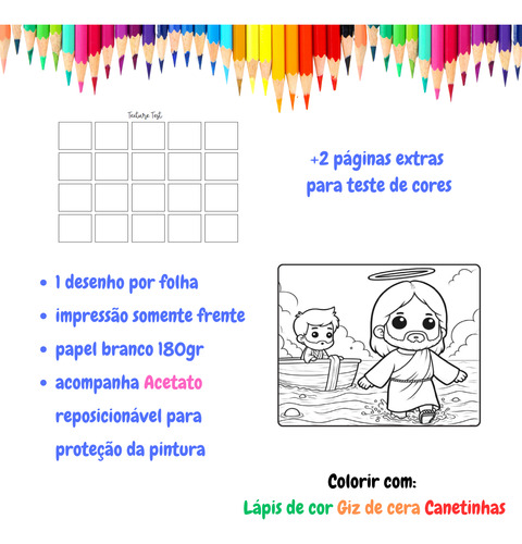 Livro De Colorir Cristão Menino Estilo Bobbie Goods 50 Folhas 180g Capa Dura Personalizado Com Nome Na Capa