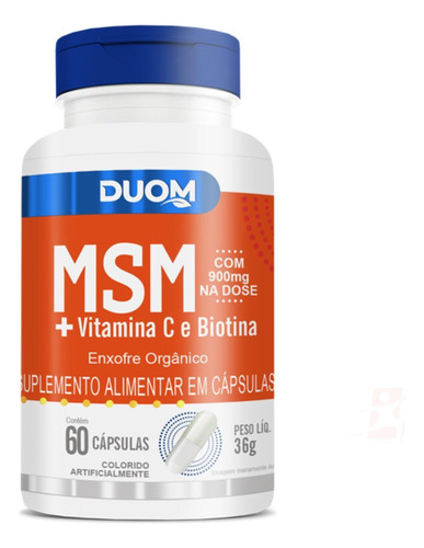 Msm Enxofre Organico + Vitamina C Biotina 60 Capsulas - Duom