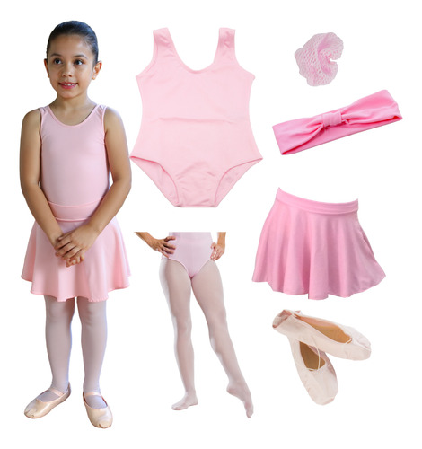 Kit Roupa De Ballet Infantil 6 Itens Uniforme Bailarina