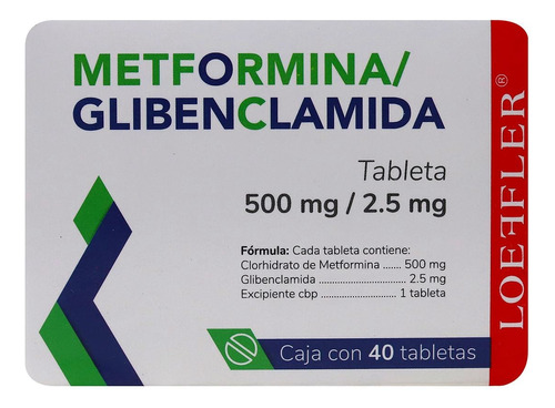 Metformina/glibenclamida, Caja Con 40 Tabs. 500/2.5mg