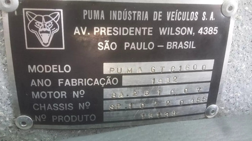 Puma Gtc 1982 Placas Pretas