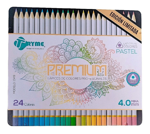 Tryme Premium 24 Lapices De Colores Profesionales Pastel