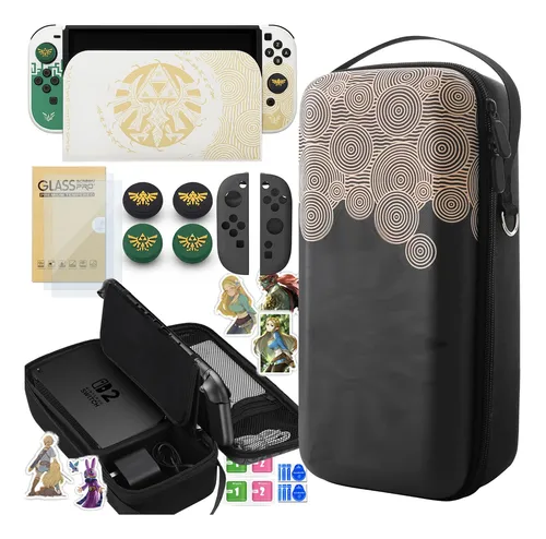 Estuche Kit Switch 2 Zelda Con Soporte Y Espacio Para Dock