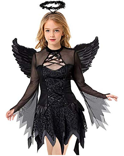 Vestido De Ángel Caído De Niñas Disfraces De Hallowe...