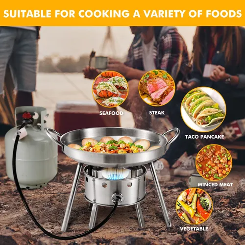 Aosion - Juego De Comal De Acero Inoxidable De 21 Pulgadas R