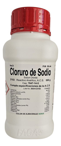Cloruro De Sodio R. A. De 500g Fagalab