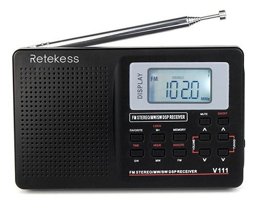 Radio De Banda Completa Retekess V111 Fm Estéreo/mw/sw Dsp B