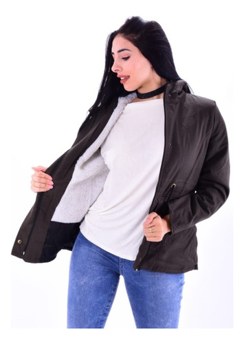 Campera Parka Gabardina Con Corderito 