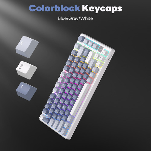 Teclado Mecânico Rk Royal Kludge M75 Azul Oceano Prateado Rá