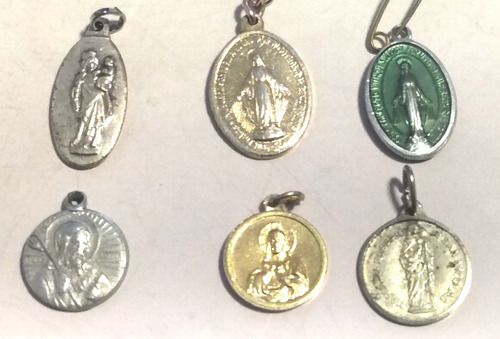 6 Mini Medallas Religiosas Antiguas Dijes Virgen María