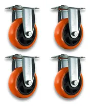 Comprar Ruedas Fijas Poliuretano Naranja Ruleman 100mm X4u