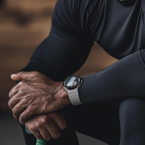 Pulseira Fecho Silicone Respirável Para Galaxy Watch 4 5 6 7 Cor Cinza Claro