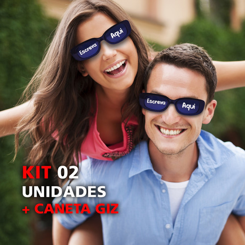 Kit 2 Óculos De Sol Retrô Preto + 1 Caneta Giz Festa Balada