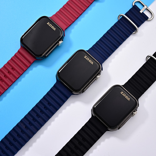 Reloj Zoea Ez8008-h Negro Metal Silicona Resistente Al Agua Correa Rojo