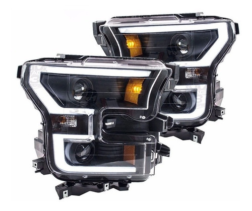 Faros Doble Lupa Y Doble Led Ford Lobo / F150 2015 -2017