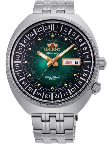 Reloj Orient Revival 1 Ra-aa0e02e19b World Map Elegante Color de la correa Plateado Color del fondo Negr