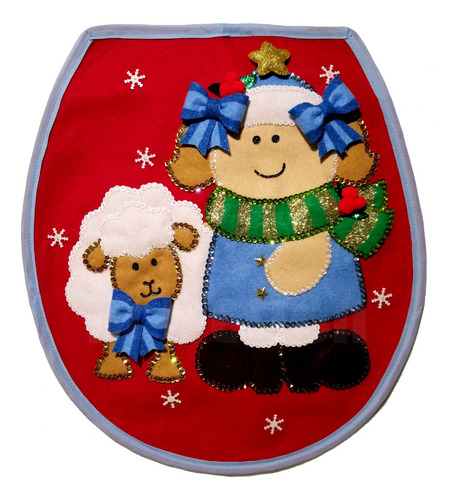 Bj Design Juego De Baño Navidad Fieltro (niña Y Borregos)