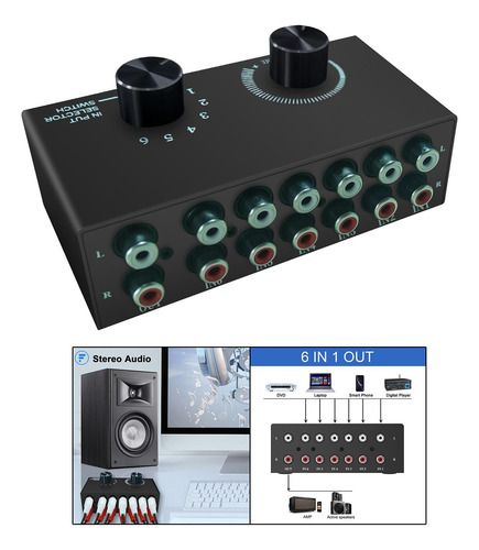 6 En 1 Selector De Divisor De Amplificador De Audio Rca Para