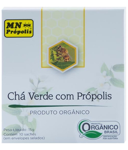 Kit 6x: Chá Verde Com Própolis Orgânico 10 Sachês Mn Food