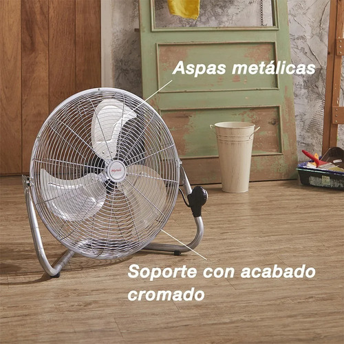 Ventilador de pared y de piso Mytek 3306 plateado con 3 aspas de metal, 20" de diámetro 127 V
