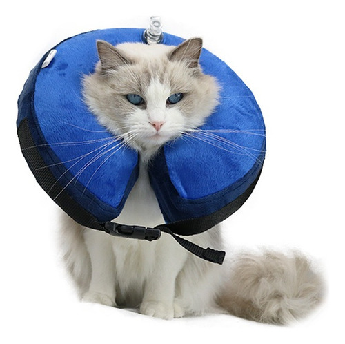 Collarín Inflable Para Mascotas Azul Talla M