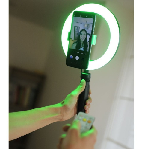 Imagen 4 de 8 de Aro De Luz Led 8 Vivitar 12 Colores Y Soporte Para Celular