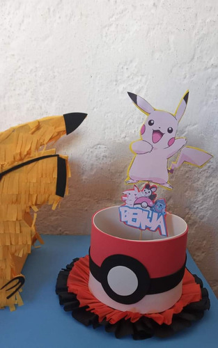 Imagen 8 de 10 de Pokemon Centros De Mesa Adorno Para Torta Pokemon Topper