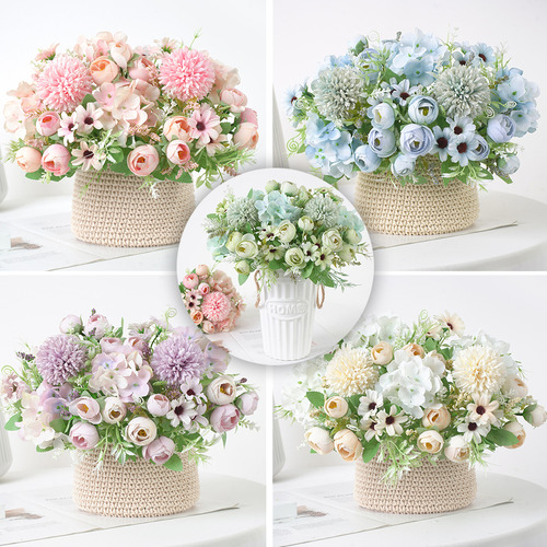 Buquê De Flores Artificiais Para Adereços De Decoração De Ca