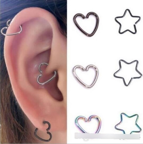 Imagen 7 de 7 de Lote Piercing Falsos Fake X8 Helix Cuff Nariz Oreja Acero