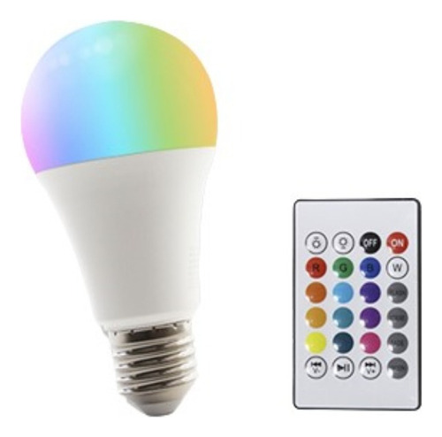 Foco Led Rgb Radiante Base E27 Control Remoto 9w 6 Piezas