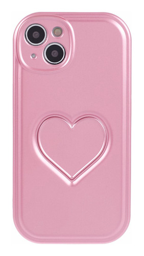 Protector iPhone 13/14 Diseño Corazón 3d Color Rosa