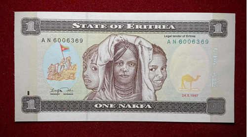 Billete 1 Nakfa Eritrea 1997 Sin Circular  Pick 1 A Unc 