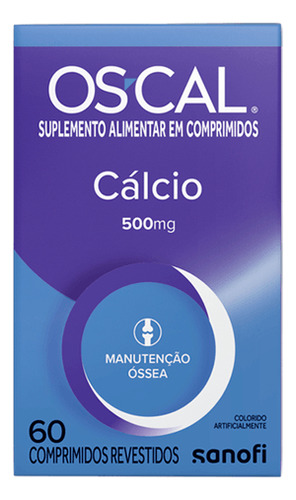 Calcio 500mg Oscal 60 Comprimidos Revestidos Sanofi Sem Sabor