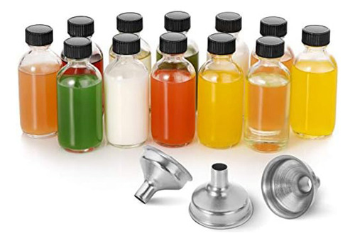 12 Botellas Pequeñas De Vidrio Transparente De 2 Onzas Con T