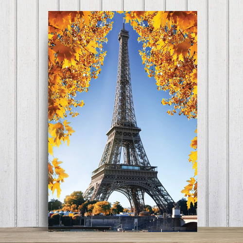 Placa Decorativa Foto Paris Torre Eiffel E Flores Mdf 30x40