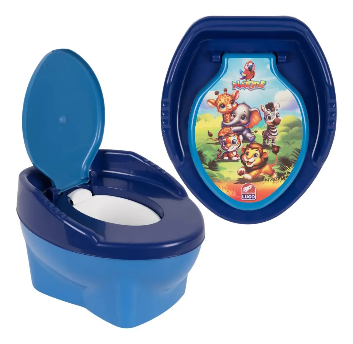 Troninho Troneco 3 Em 1 Pinico Infantil Desfralde 4 Modelos Cor Azul Animais