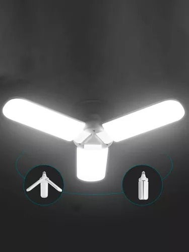 Lampara Led Con 3 Helices Mini Fan 28w Bombilla Estructura Blanco