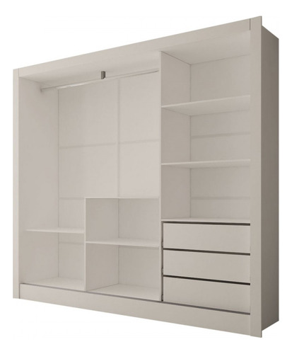 Guarda-roupa Casal Sophia 3 Portas Com Espelho Branco - Pm