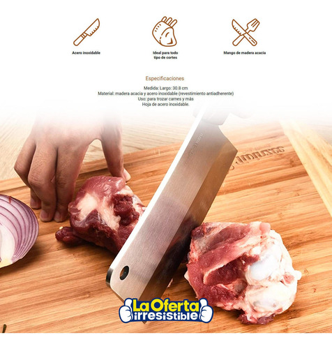 Imagen 3 de 4 de Cuchillo Hacha Wayu Profesional Bbq Chopper Loi Chile