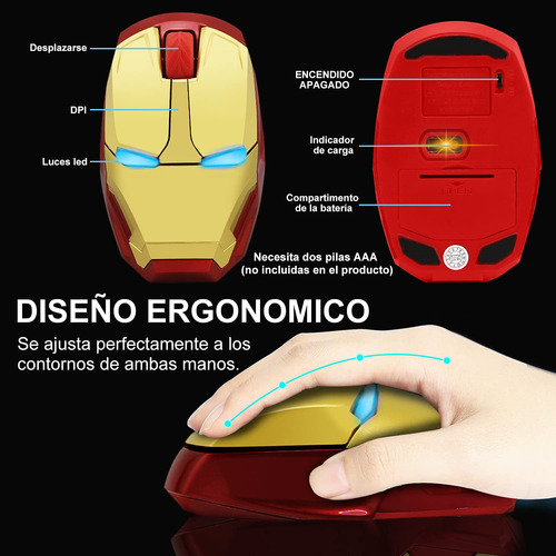 Iron Man Mouse Inalámbrico Para Gamers,mouse Óptico