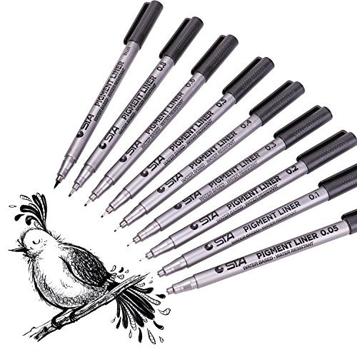 Plumas De Tinta Negra Micro-pen Fineliner - Tinta De Archivo