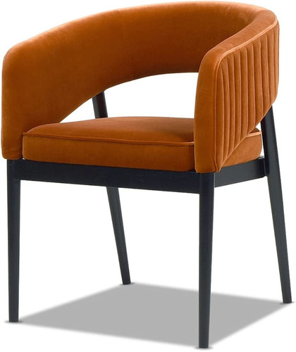 Silla De Comedor Colin, Terciopelo Naranja Quemado