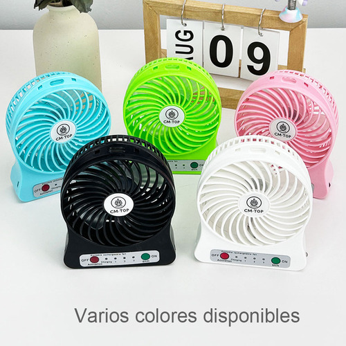 Ventilador De Escritorio Portátil Recargable Con Luz Led