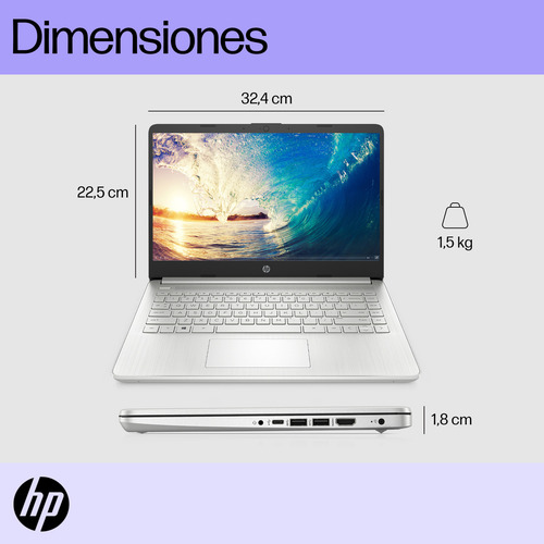 Portátil HP 14-dq0532la Windows 11 Home 14" Intel® Celeron 4GB RAM 128GB SSD HD
