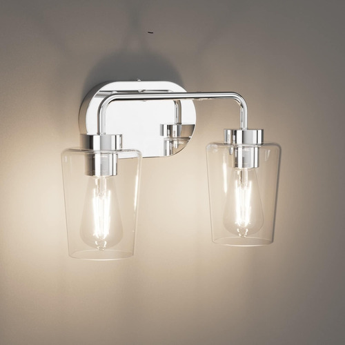 Tipace Lámpara De Tocador De Baño Vintage Cromada, 2 Luces D