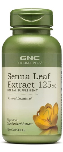 Gnc Herbal Plus Senna Leaf Extract 125 Mg, 100 Capsulas, Un